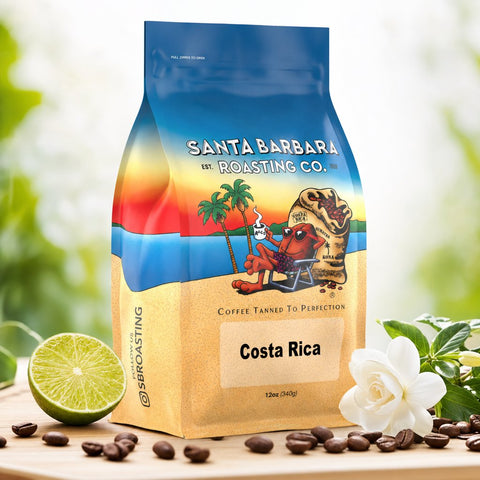 Costa Rica roasted coffee bag from Santa Barbara Roasting Co.
