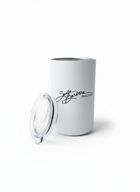 Apollo tumbler with its lid set beside it