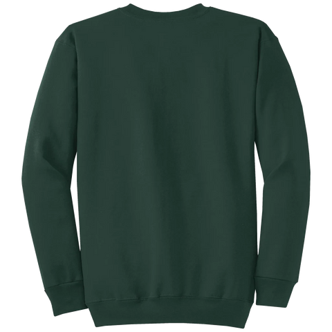 Back of the forest green crewneck sweatshirt, plain