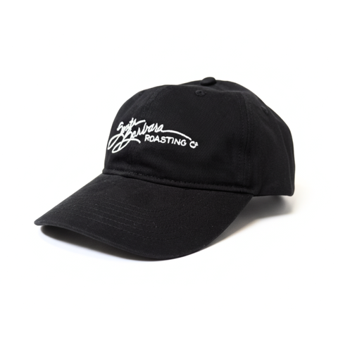 Black Signature Logo Cap from the side, showing the curved brim