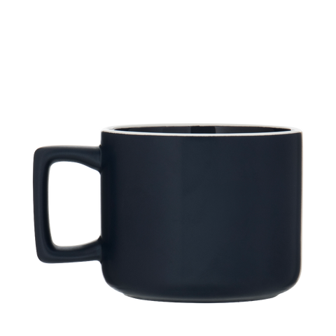 Back of the navy Helio mug with white rim