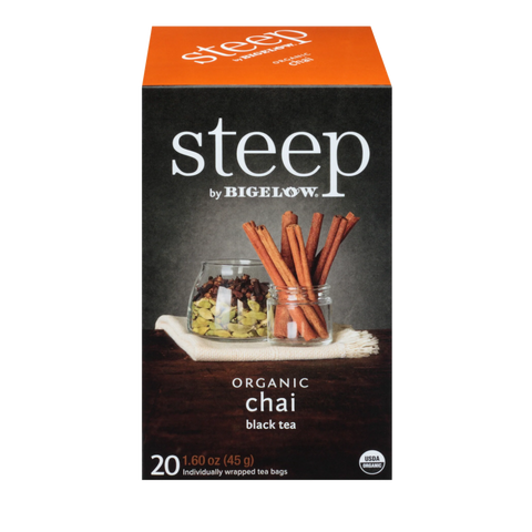 Box of 20 Steep by Bigelow Organic Chai black tea bags
