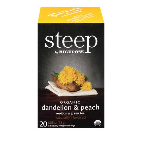 Box of 20 Steep by Bigelow Organic Dandelion & Peach Rooibos tea bags