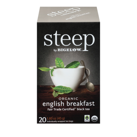 Box of 20 Steep by Bigelow Organic English Breakfast black tea bags