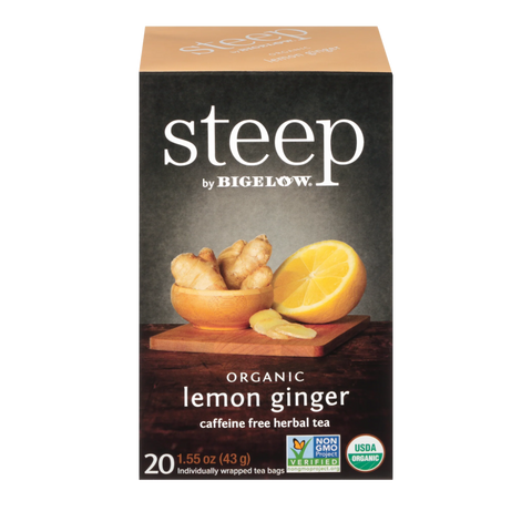 Box of 20 Steep by Bigelow Organic Lemon Ginger herbal tea bags