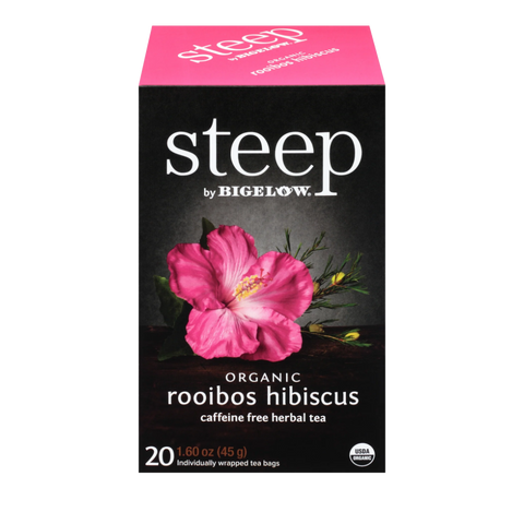 Box of 20 Steep by Bigelow Organic Rooibos Hibiscus herbal tea bags