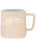 Matte vanilla Oslo mug with white script logo